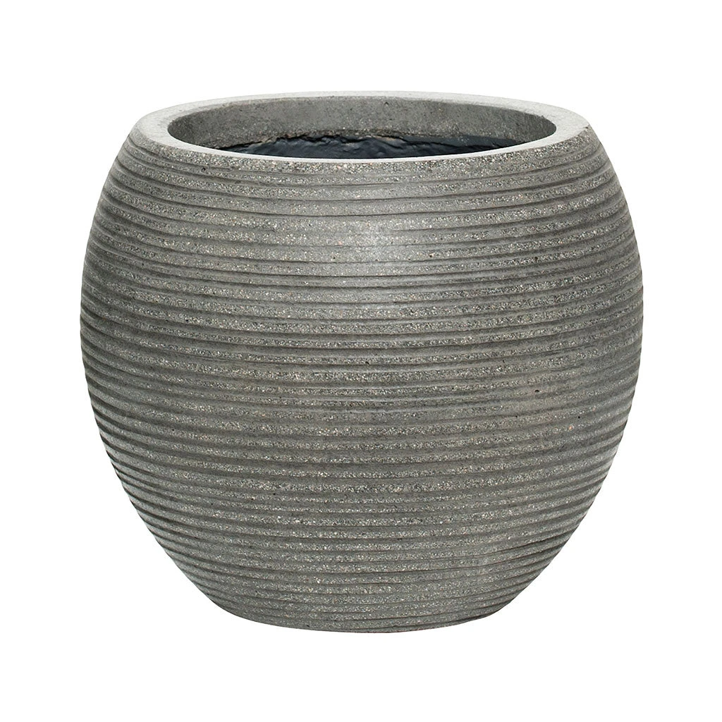 Abby Ball Plant Pot - Ridged Dark Grey 1 Abby Ball Plant Pot - Ridged Dark Grey