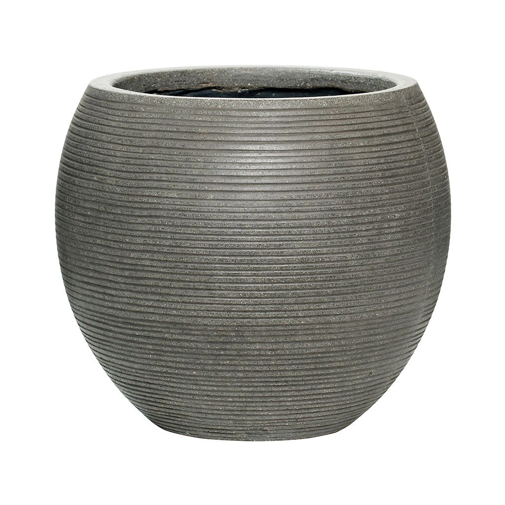 Abby Ball Plant Pot - Ridged Dark Grey 3 Abby Ball Plant Pot - Ridged Dark Grey - Image 3