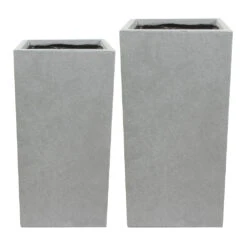 Amfa Tall Square Planters - Set Of 2 - Grey