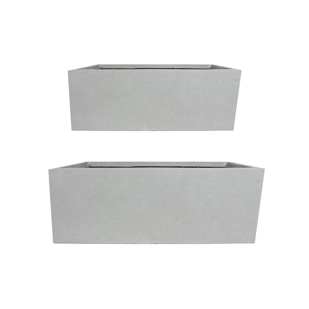 Amfa Trough Planters - Set Of 2 - Grey 1 Amfa Trough Planters - Set Of 2 - Grey
