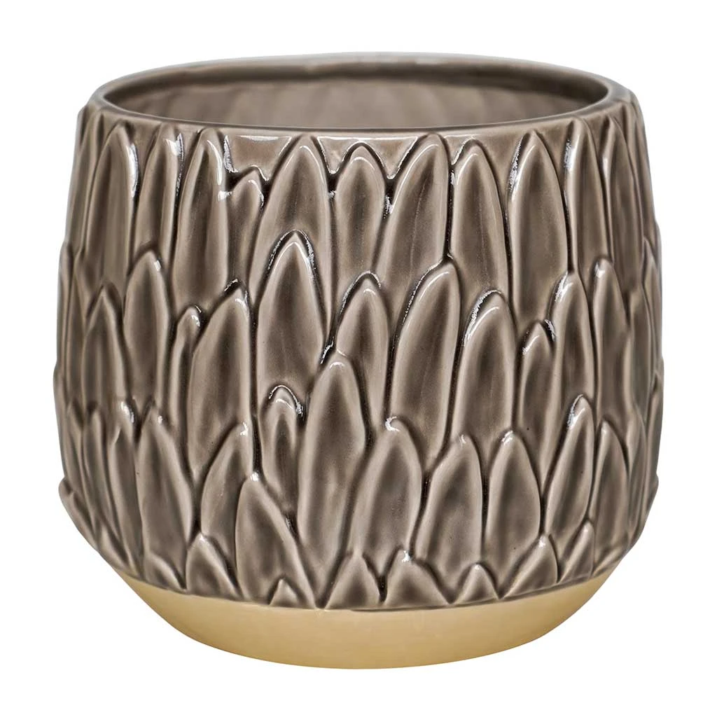 Arles Leaf Plant Pot - Mocha 1 Arles Leaf Plant Pot - Mocha