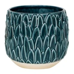Arles Leaf Plant Pot - Teal