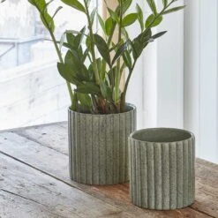 Azalea Ribbed Plant Pot - Speckled Green Stone -Hortology Shop Azalea Ribbed Plant Pot Speckled Green Stone 1