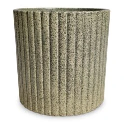 Azalea Ribbed Plant Pot - Speckled Green Stone -Hortology Shop Azalea Ribbed Plant Pot Speckled Green Stone 20x20cm