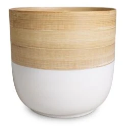 Bamboo Plant Pot - White -Hortology Shop Bamboo Plant Pot White 19x19cm 2