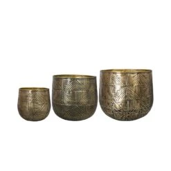 Calvin Metal Plant Pots - Set Of 3 - Matt Gold -Hortology Shop Calvin metal plant pots set of 3 matt gold