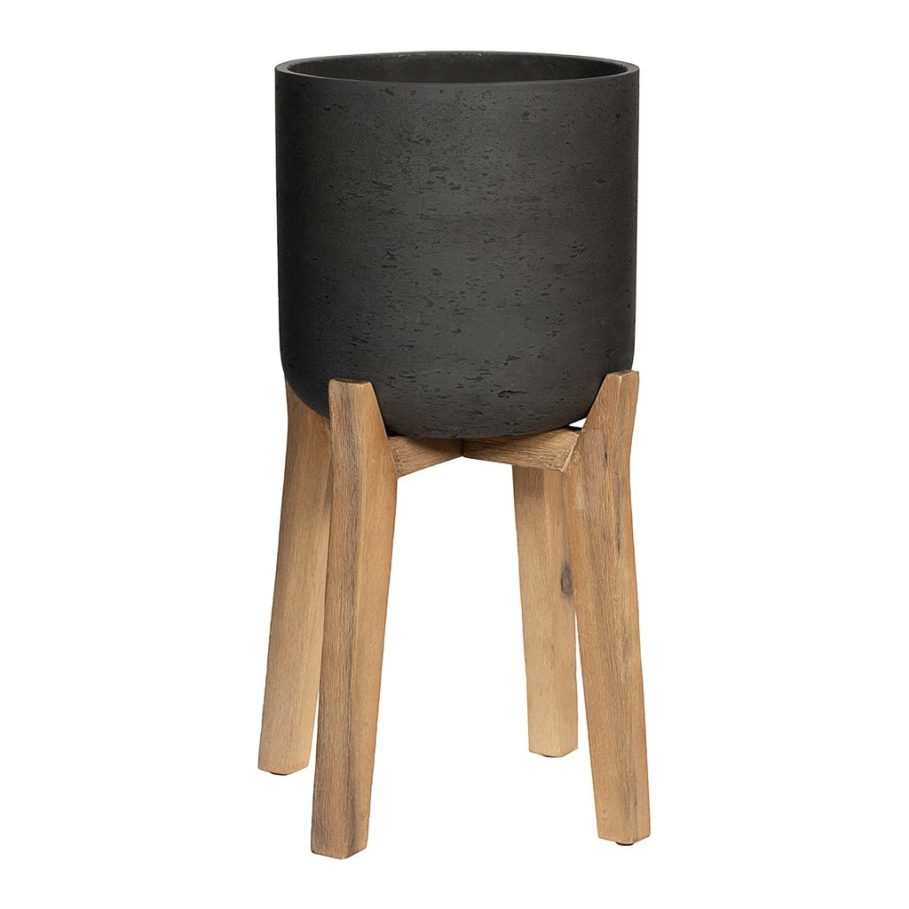 Charlie Plant Pot - Tall Stand - Black Washed 1 Charlie Plant Pot - Tall Stand - Black Washed