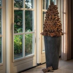 Claire Artstone Tall Planter - Black -Hortology Shop Claire Artstone Tall Planter Black 2