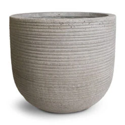 Cody Plant Pot - Ridged Cement -Hortology Shop Cody Plant Pot Ridged Cement 28x25cm