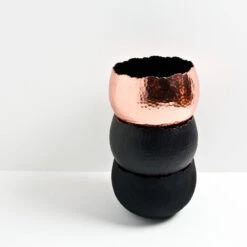 Hammered Bowl - Copper With Black -Hortology Shop Hammered Bowl Black Copper LS1a