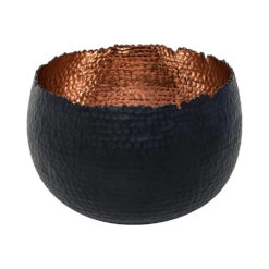 Hammered Bowl - Black With Copper -Hortology Shop Hammered Bowl Black Copper19