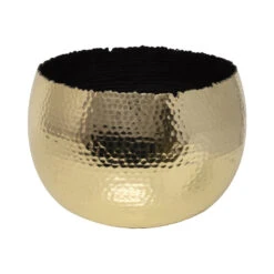 Hammered Bowl - Gold With Black -Hortology Shop Hammered Bowl Gold Black19cm