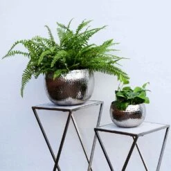 Hammered Bowl - Nickel With Black -Hortology Shop Hammered Bowl Nickel Black LS1