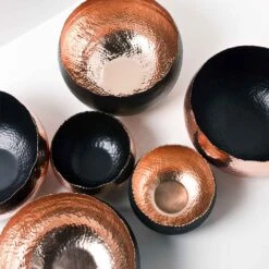 Hammered Bowl - Black With Copper -Hortology Shop Hammered Bowls Copper Black LS1