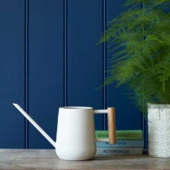 Indoor Watering Can 0.7L - Stone With Beech Handle -Hortology Shop Indoor Watering Can 0 7L Stone Beech HandleLS1