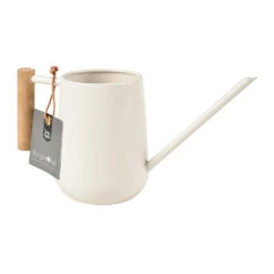 Indoor Watering Can 0.7L - Stone With Beech Handle -Hortology Shop Indoor Watering Can 07L Stone Beech Handle