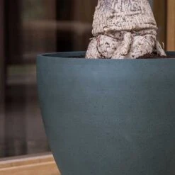 Jesslyn Refined Planter - Pine Green -Hortology Shop Jesslyn Refined Planter Pine Green Sandstone Textures