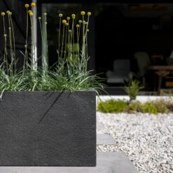 Jort Granite Trough Planter - Midnight Black 6 Jort Granite Trough Planter - Midnight Black -Hortology Shop Jort Granite Trough Planter Midnight Black Lifestyle