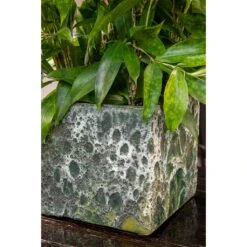Lava Cube Relic Planter - Jade -Hortology Shop Lava Cube Relic Planter Jade Close