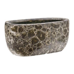 Lava Oval Relic Plant Bowl - Black -Hortology Shop Lava Oval Relic Plant Bowl Black 38x24x19cm