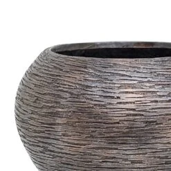 Luxe Lite Wrinkle Globe Planter - Bronze -Hortology Shop Luxe Lite Wrinkle Globe Planter Bronze Close Up