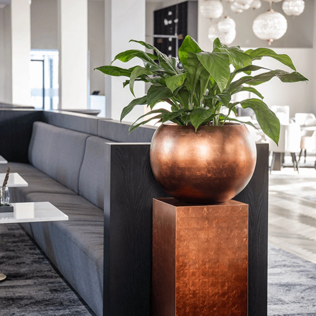 Metallic Globe Plant Pot - Matt Copper 2 Metallic Globe Plant Pot - Matt Copper - Image 2