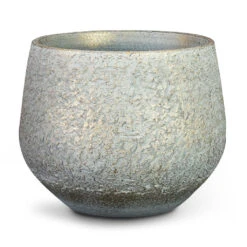 Noor Plant Pot - Metallic Grey -Hortology Shop Noor Plant Pot Metallic Grey 16x13cm