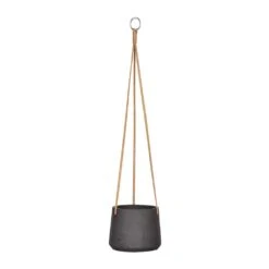 Patt Hanging Plant Pot - Black Washed -Hortology Shop Patt Hanging Plant Pot Black Washed Small