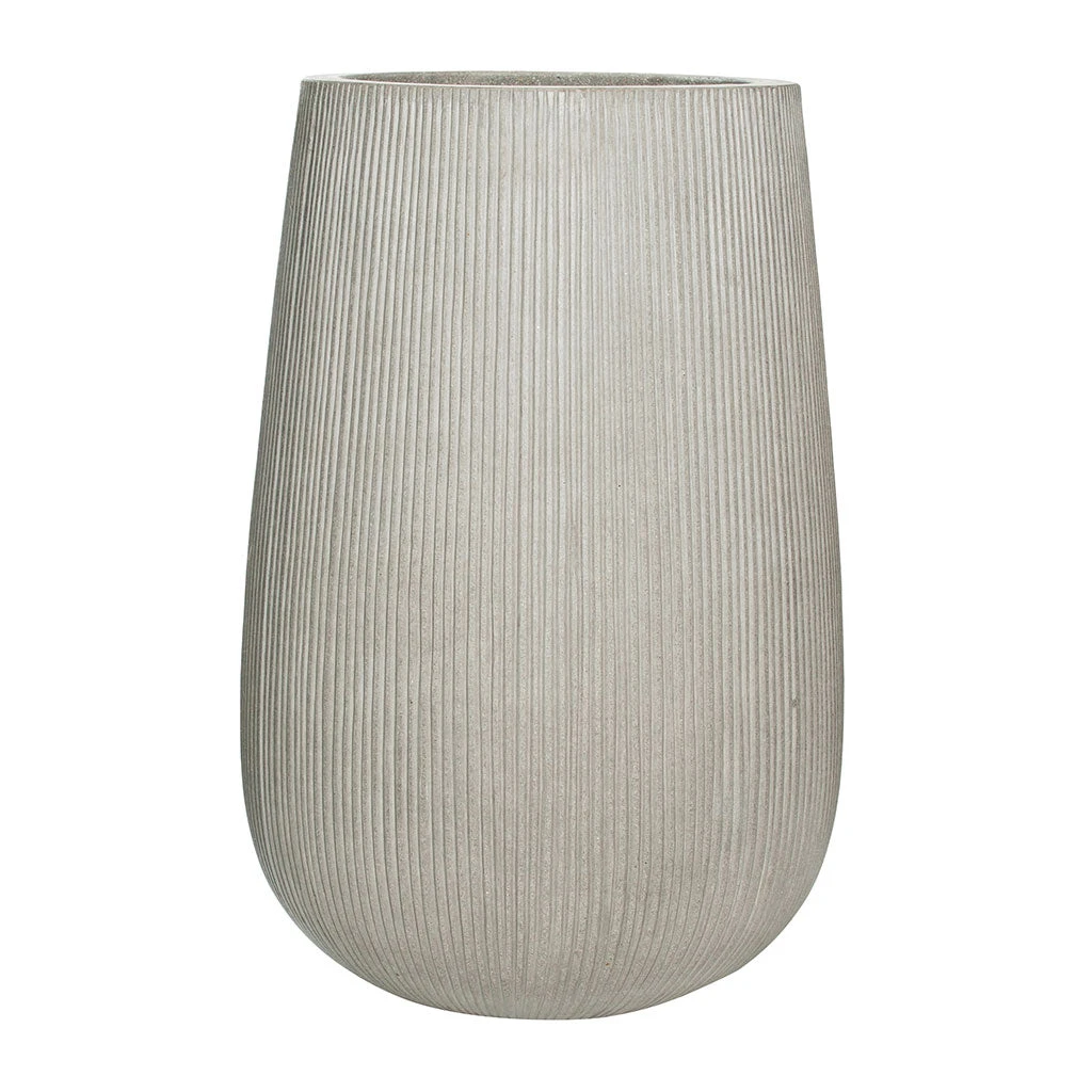Patt High Plant Vase - Ridged Cement 1 Patt High Plant Vase - Ridged Cement