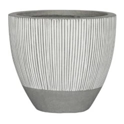 Jesslyn Plant Pot - Ridged White Stripe -Hortology Shop Ridged Jesslyn Plant Pot White Stripe 45x35cm
