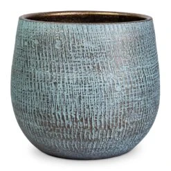 Ryan Plant Pot - Blue Gold -Hortology Shop Ryan Plant Pot Blue Gold 22x20cm