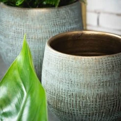 Ryan Plant Pot - Blue Gold -Hortology Shop RyanPlantPot BlueGold 3 min